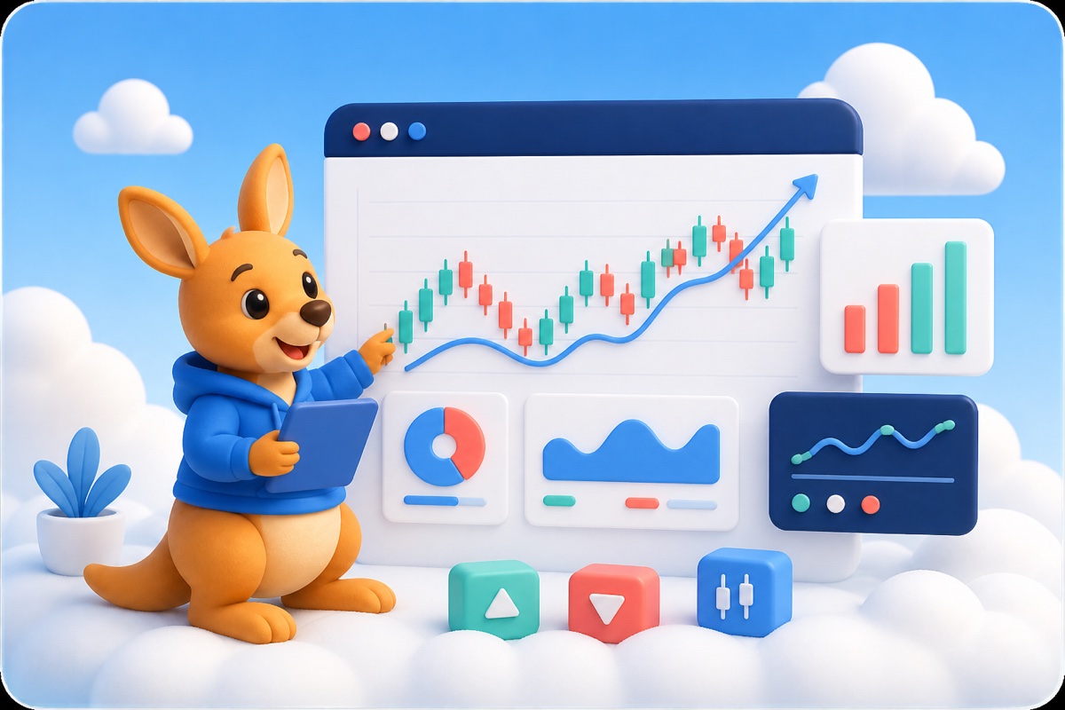 Joey 使用 AI 辅助股票分析的 3D 插画